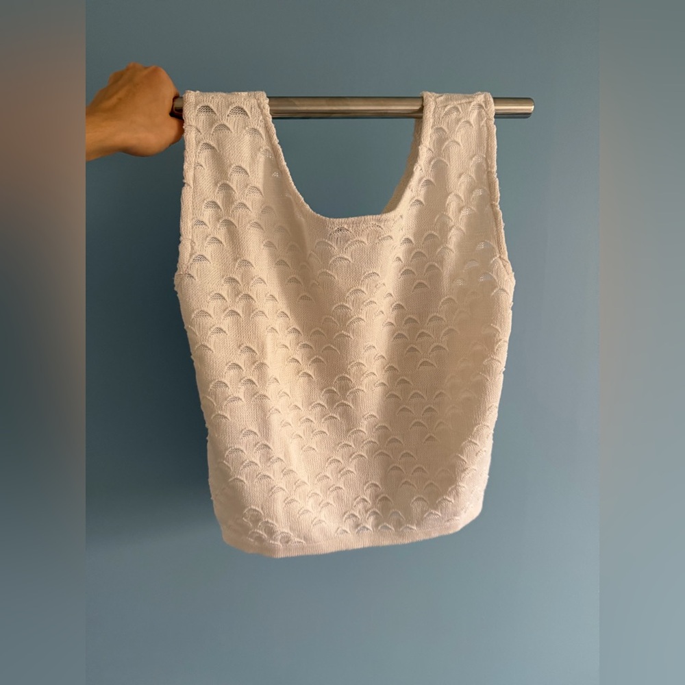 Vintage Knit Sleeveless top - White - Large